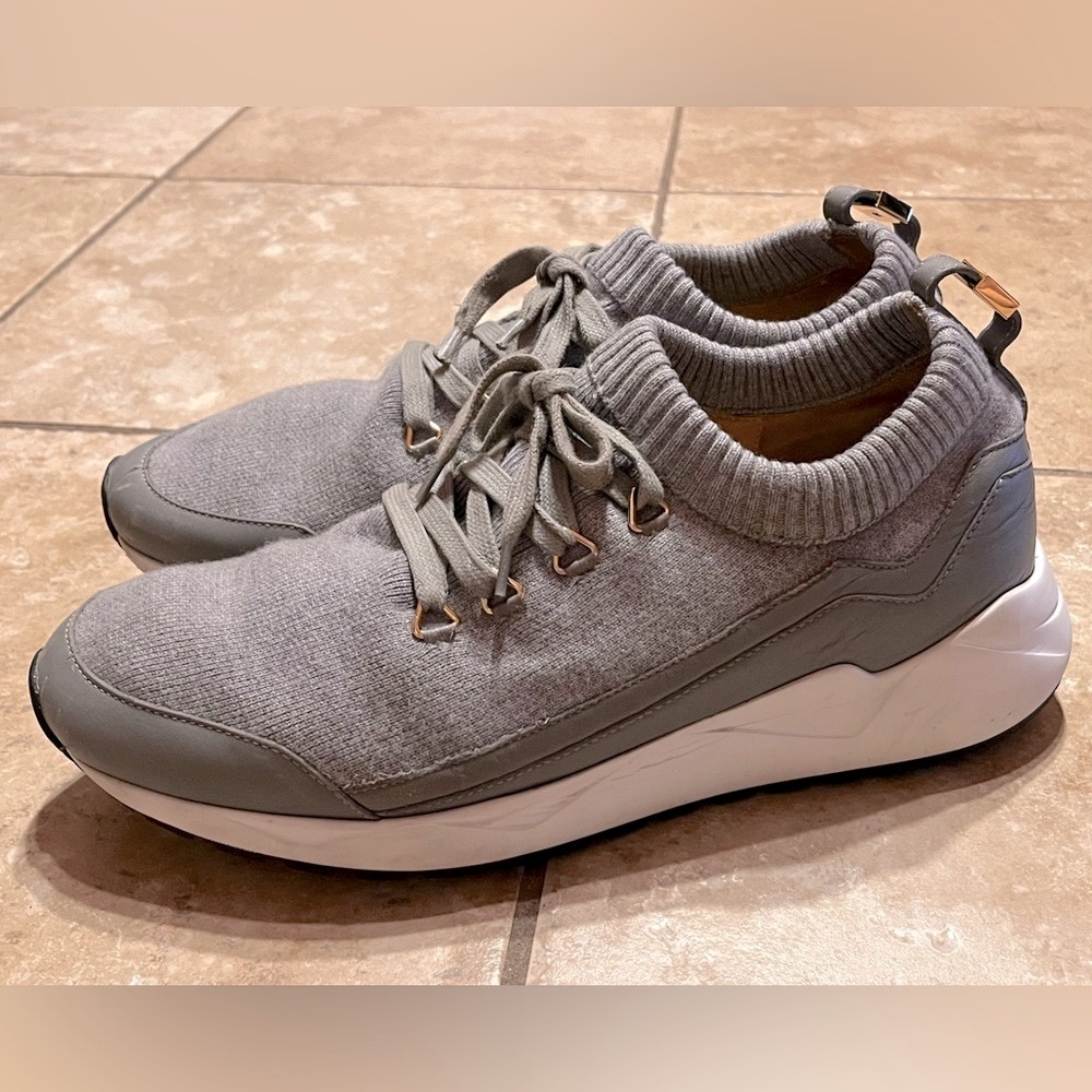 BUSCEMI Run 1 Gray Knit & Leather Sock Sneakers Trainers -Made In Italy